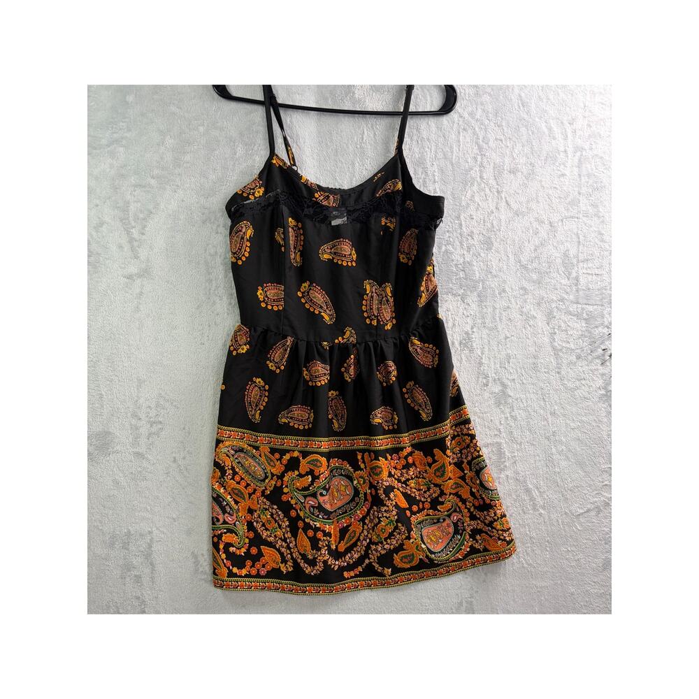American Rag CIE Black Paisley Boho Sleeveless Mini Dress - Size L - Picture 4 of 9